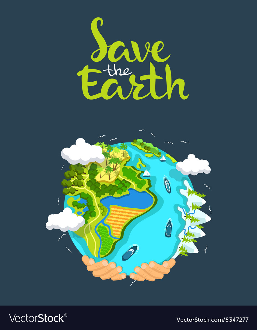 Earth day concept human hands holding floating Vector Image