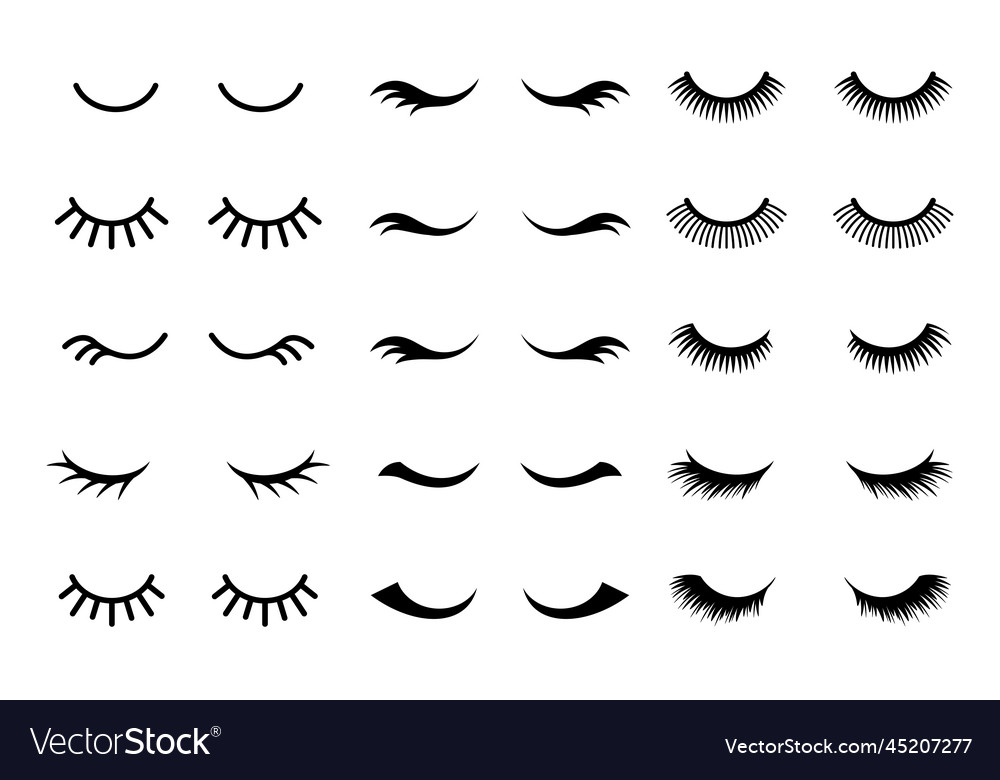 Eyelashes logo set isolated on white Royalty Free Vector