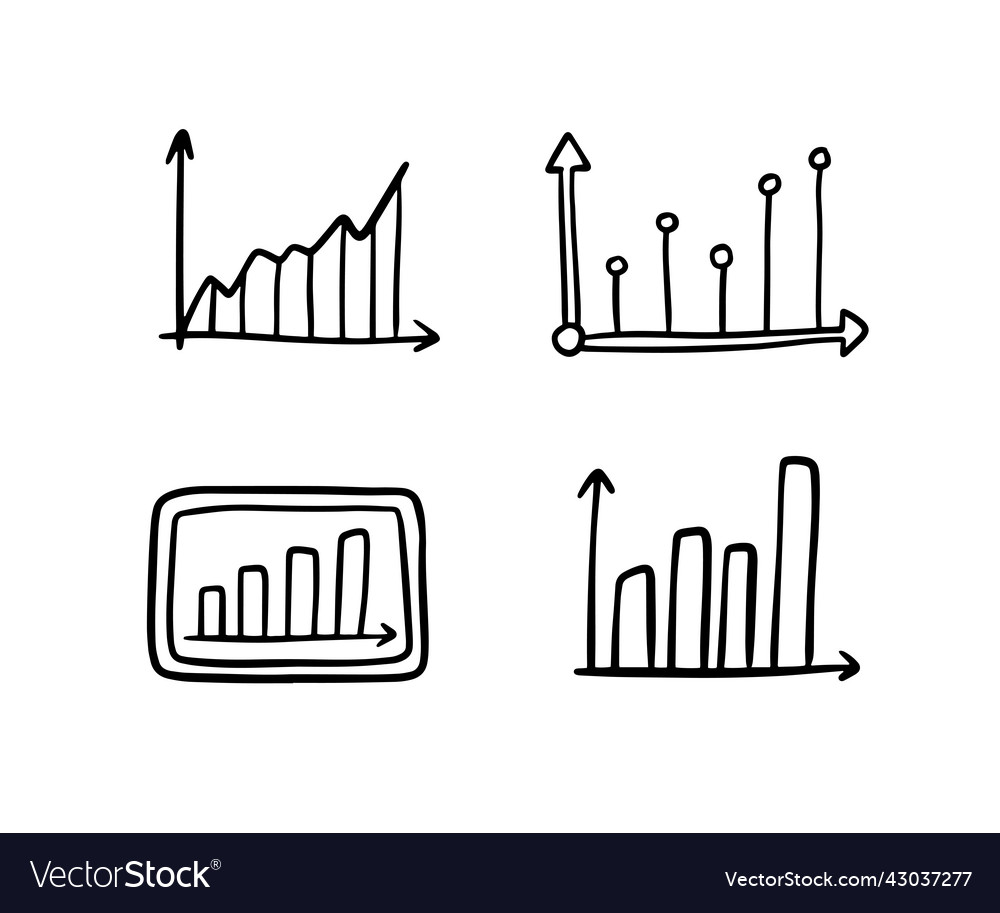 Growth chart doodle outline diagram profit vector image Growth chart doodle outline diagram profit