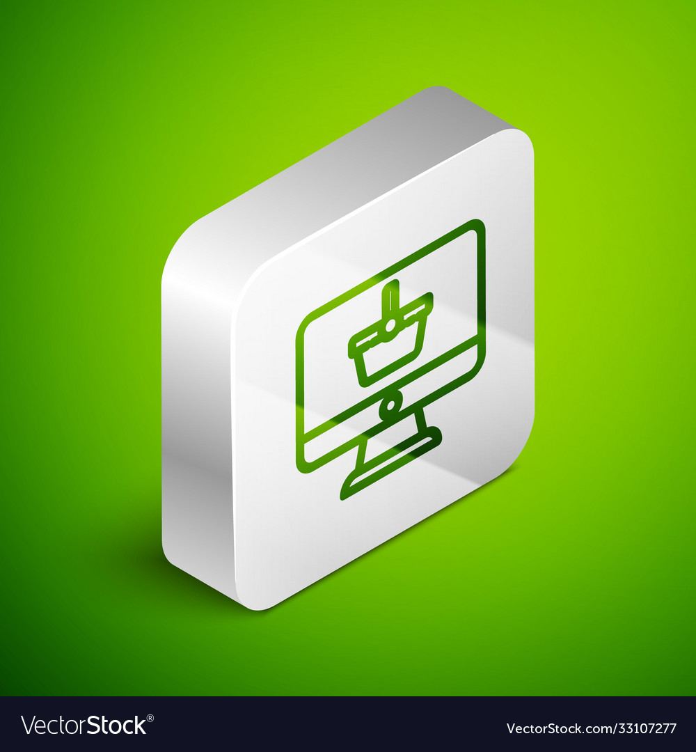Isometric line computer monitor with shopping