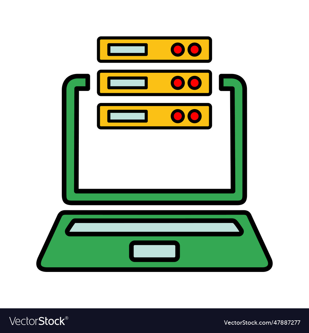Laptop with data server icon