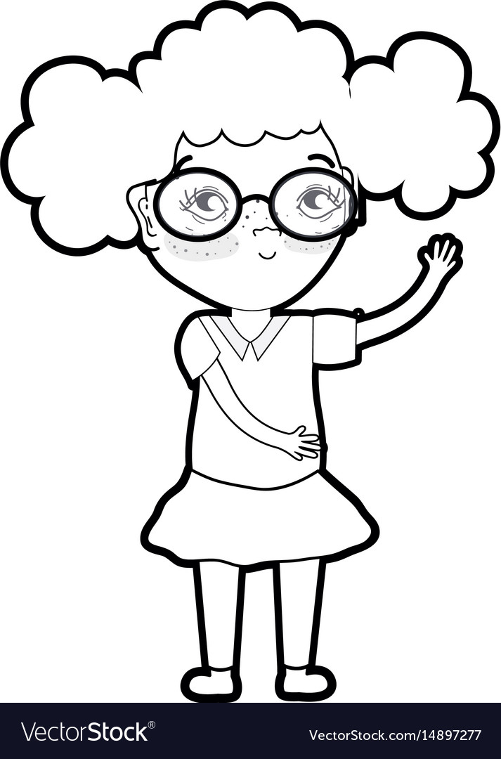 Line pretty girl with glasses and casual wear