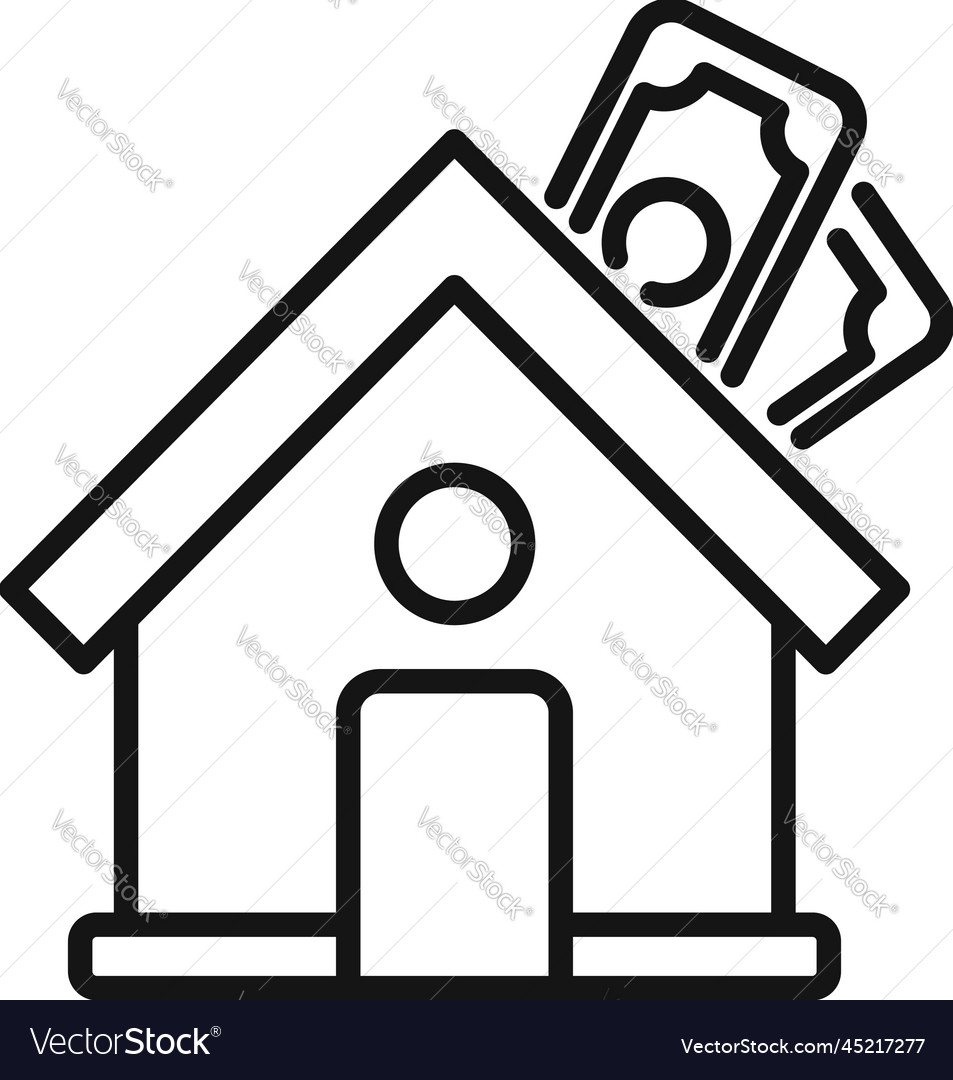 Loan finance house icon outline rent Royalty Free Vector