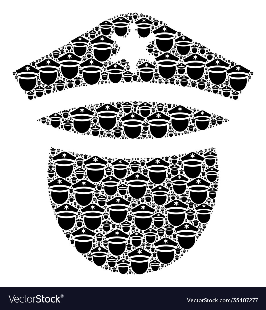 Police head recursion mosaic itself icons vector image Police head recursion mosaic itself icons