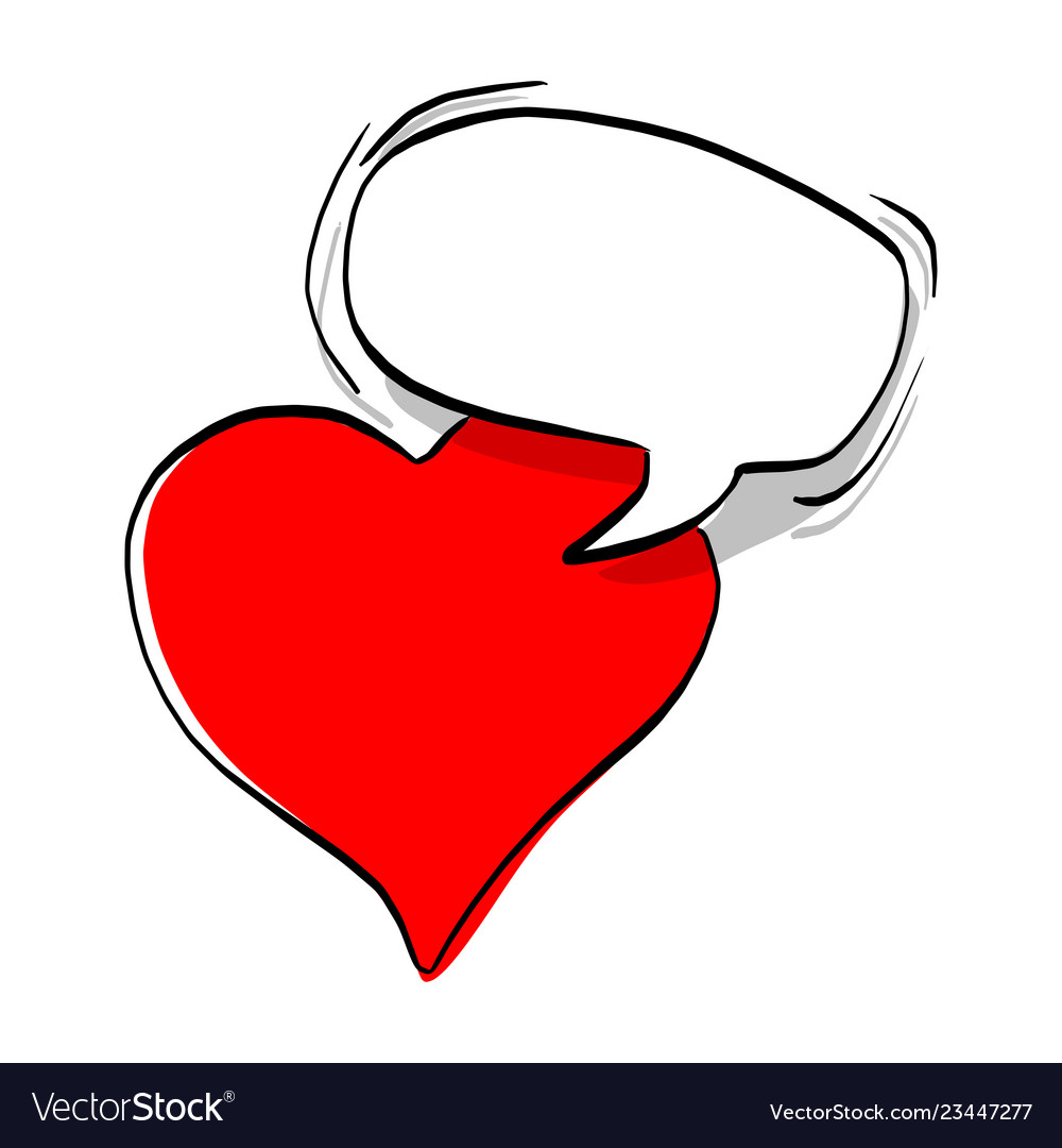 Red heart shape with speech bubble vector image Red heart shape with speech bubble