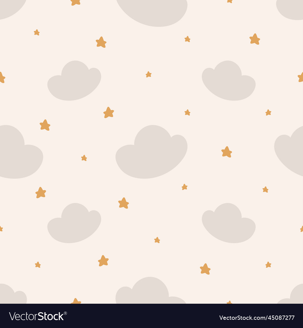 Seamless pattern with clouds and stars