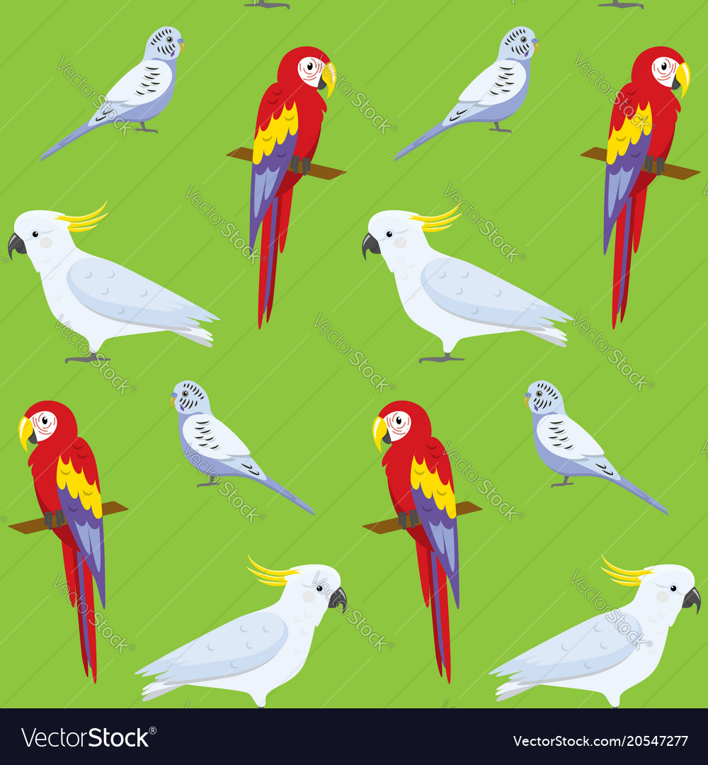 Seamless pattern with colorful parrots