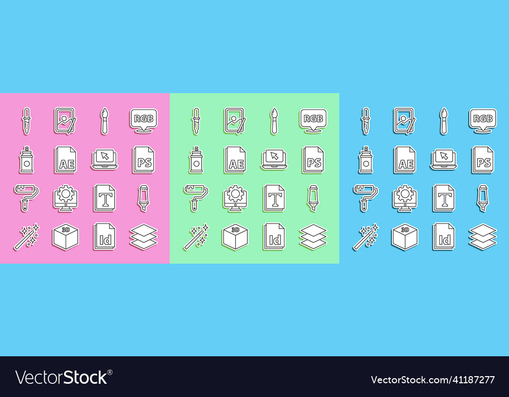 Set line layers marker pen ps file document vector image Set line layers marker pen ps file document