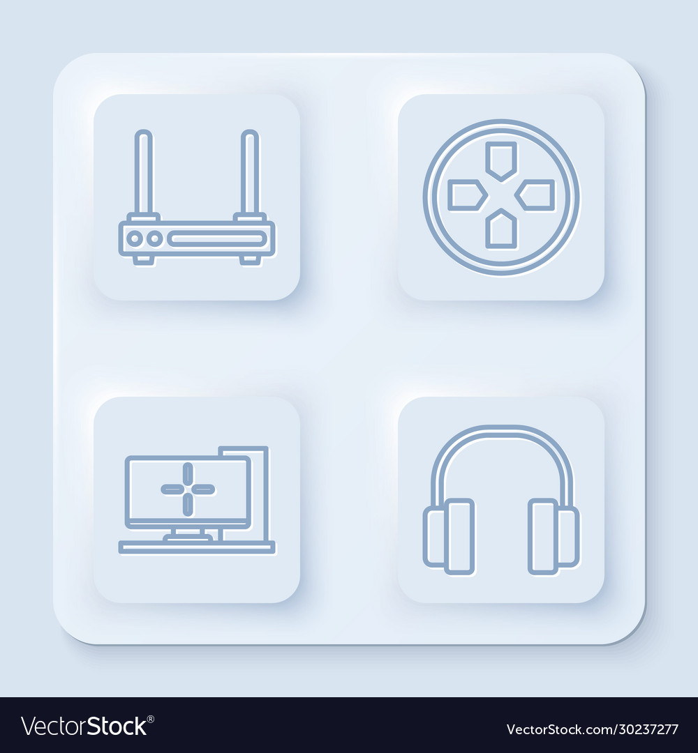 Set line router and wi-fi signal gamepad vector image Set line router and wi-fi signal gamepad