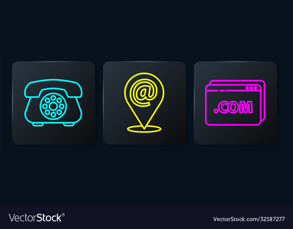 Set line telephone website template and location vector image Set line telephone website template and location