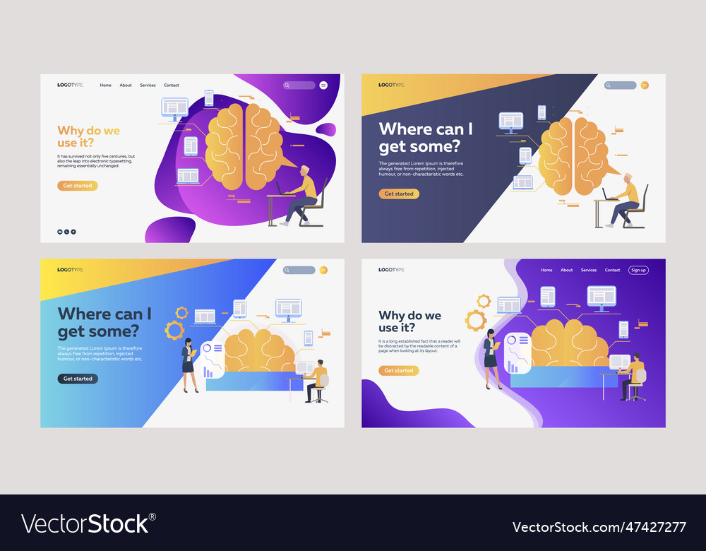 Set of analysts analyzing efficiency vector image Set of analysts analyzing efficiency