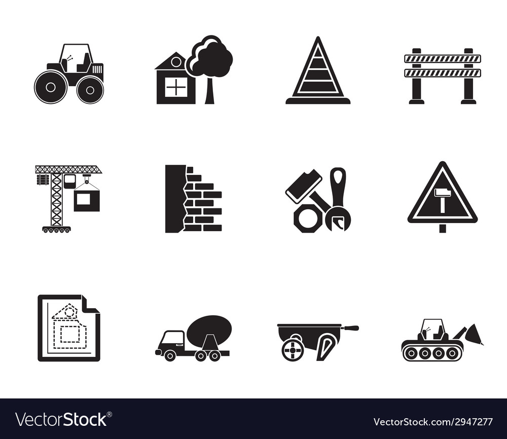 Silhouette construction and building icons