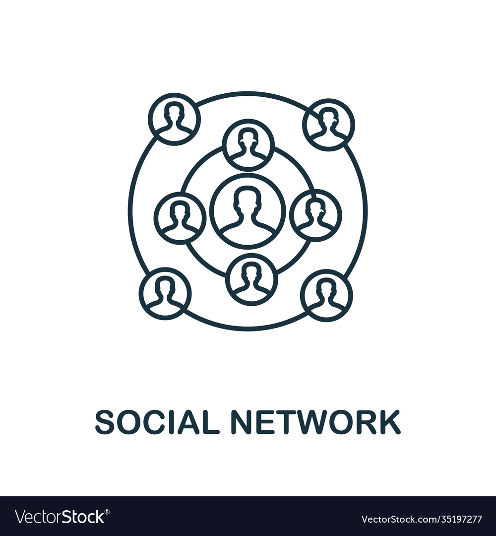 Social network icon line style element from gdpr