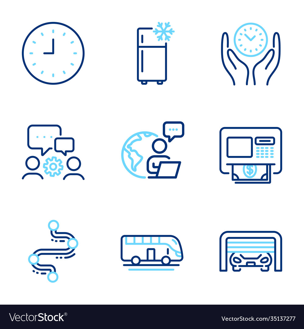 Technology icons set included icon as atm