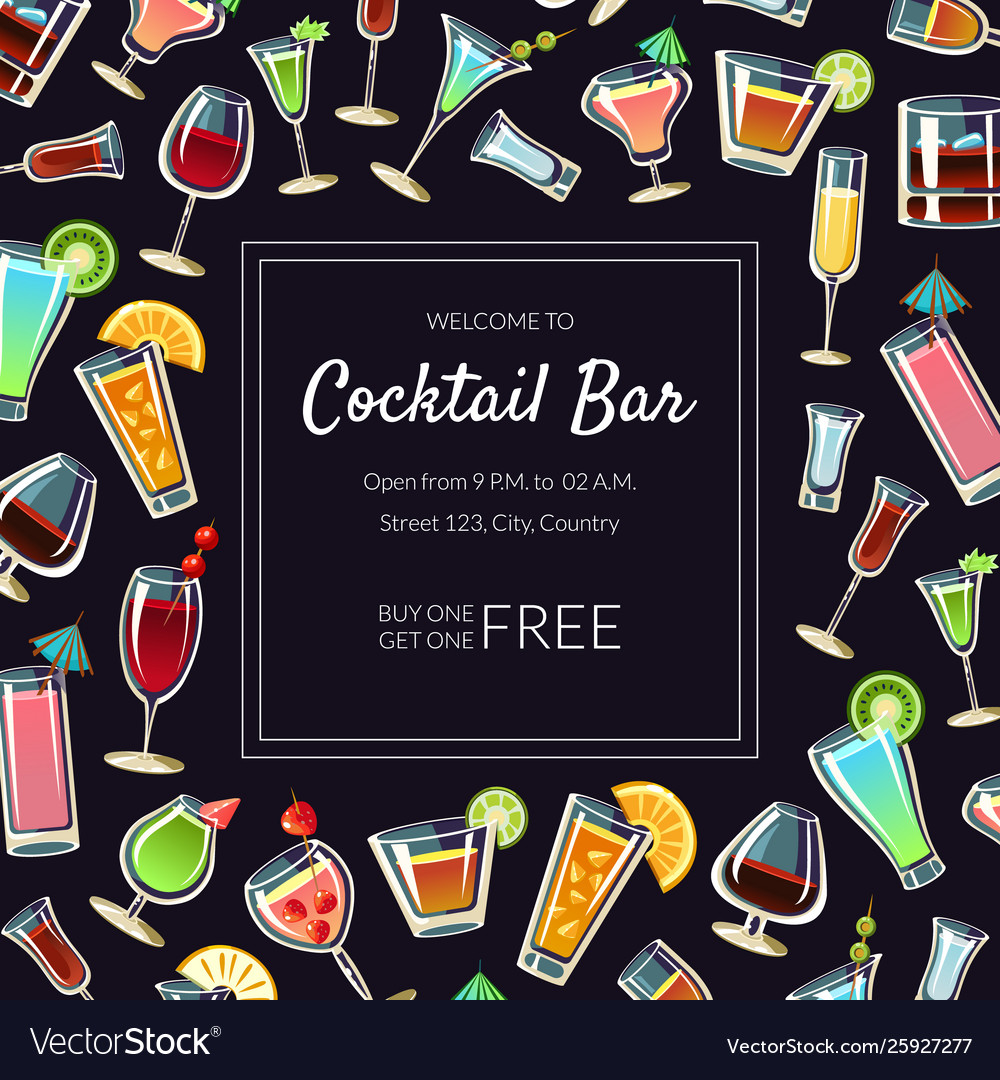 Welcome to cocktail bar banner template alcoholic