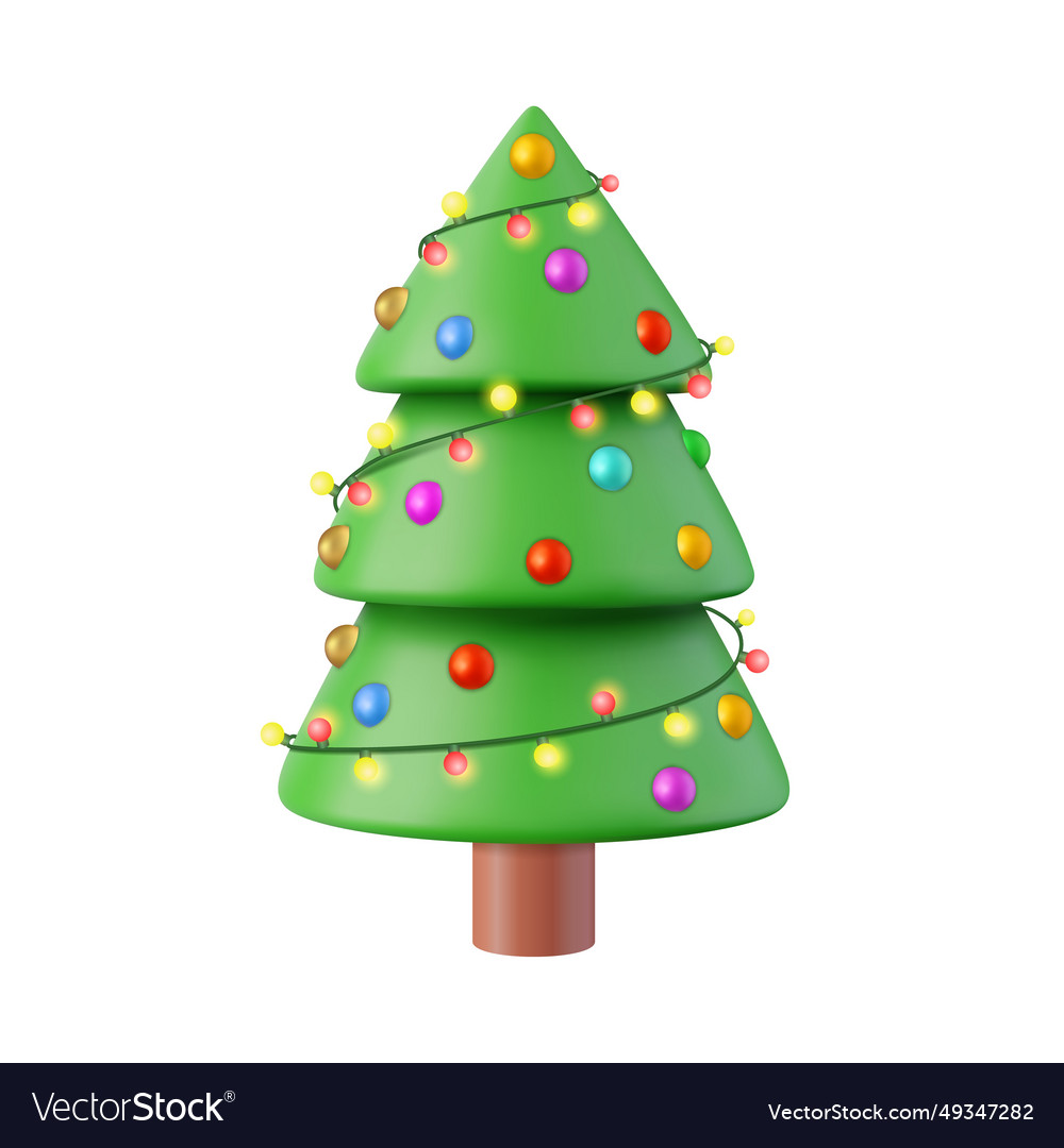 3d christmas sparkling bright tree Royalty Free Vector Image