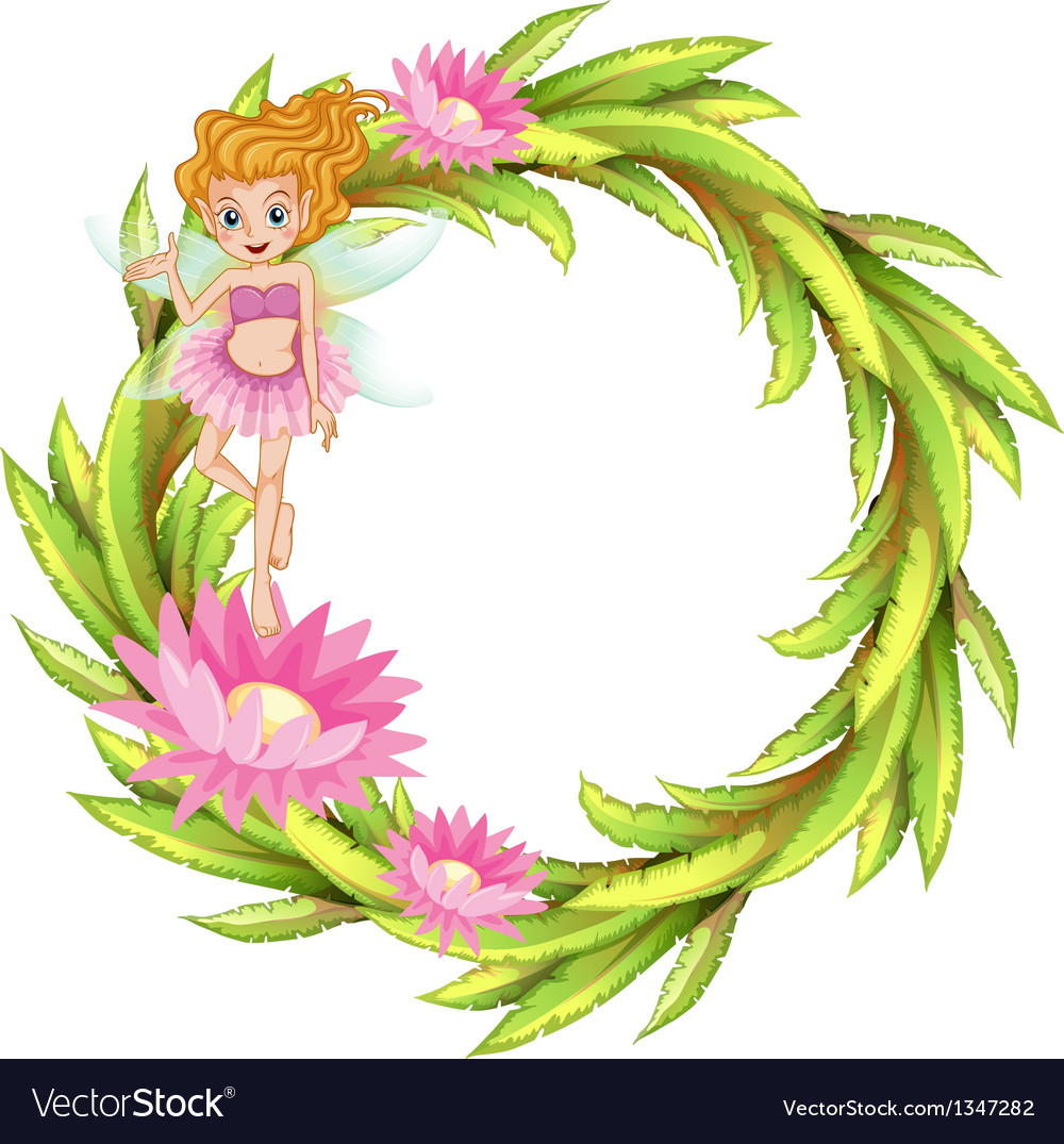 A round border design with a fairy Royalty Free Vector Image