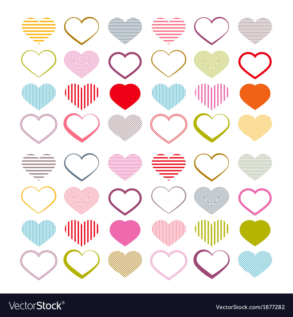 Colorful heart set red valentine symbols