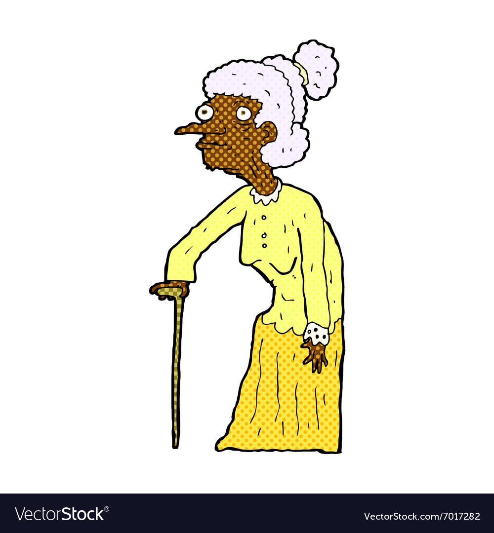 Comic cartoon old woman Royalty Free Vector Image