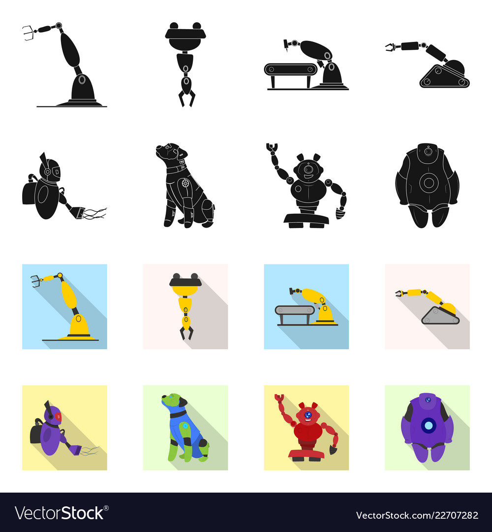 Design of robot and factory logo Vector Image Design of robot and factory logo
