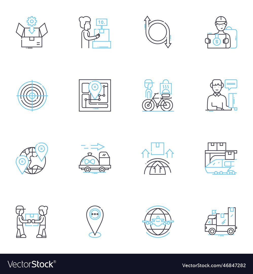 Versand Dienstleistungen lineare Icons setzen Effizienz vector image Versand Dienstleistungen lineare Icons setzen Effizienz