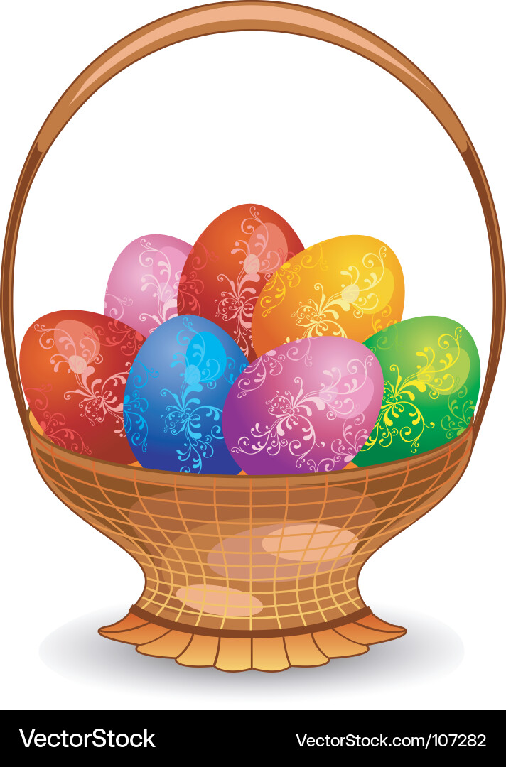 Easter eggs basket Royalty Free Vector Image - VectorStock
