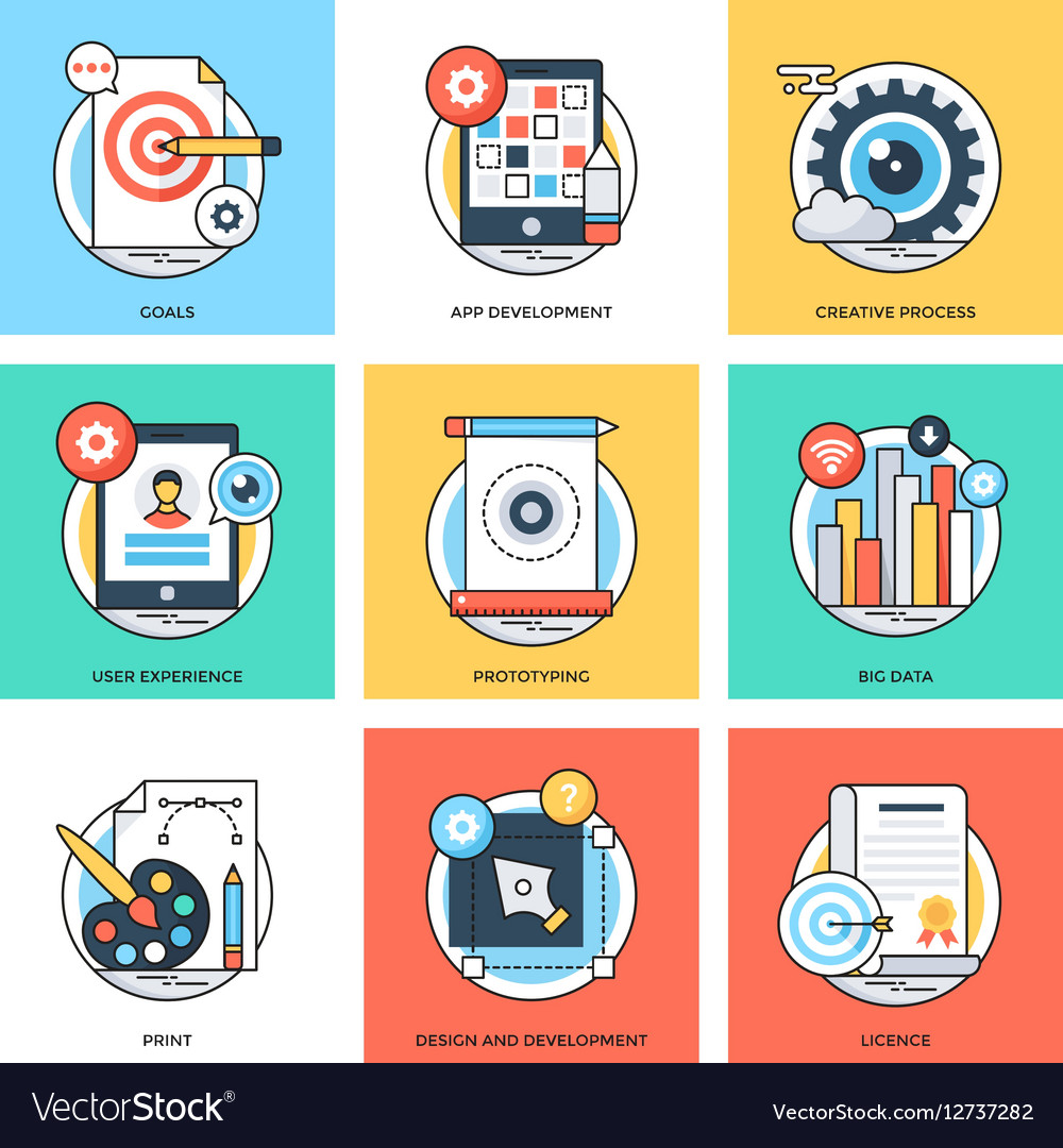 Flat Color Line Icons - Digital Concepts