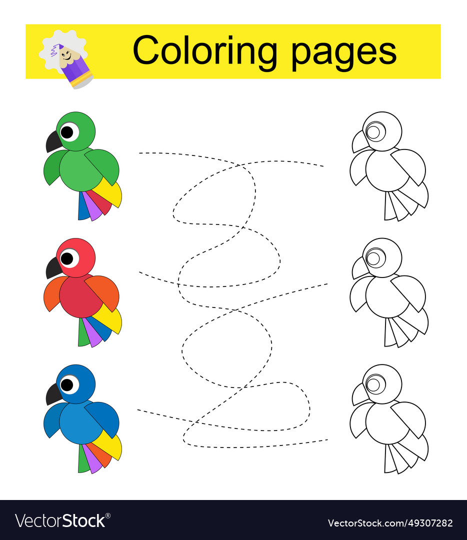 Go through the maze and color a parrot Vector Image Go through the maze and color a parrot