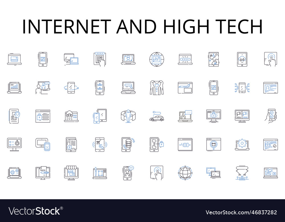 Internet and high tech line icons collection