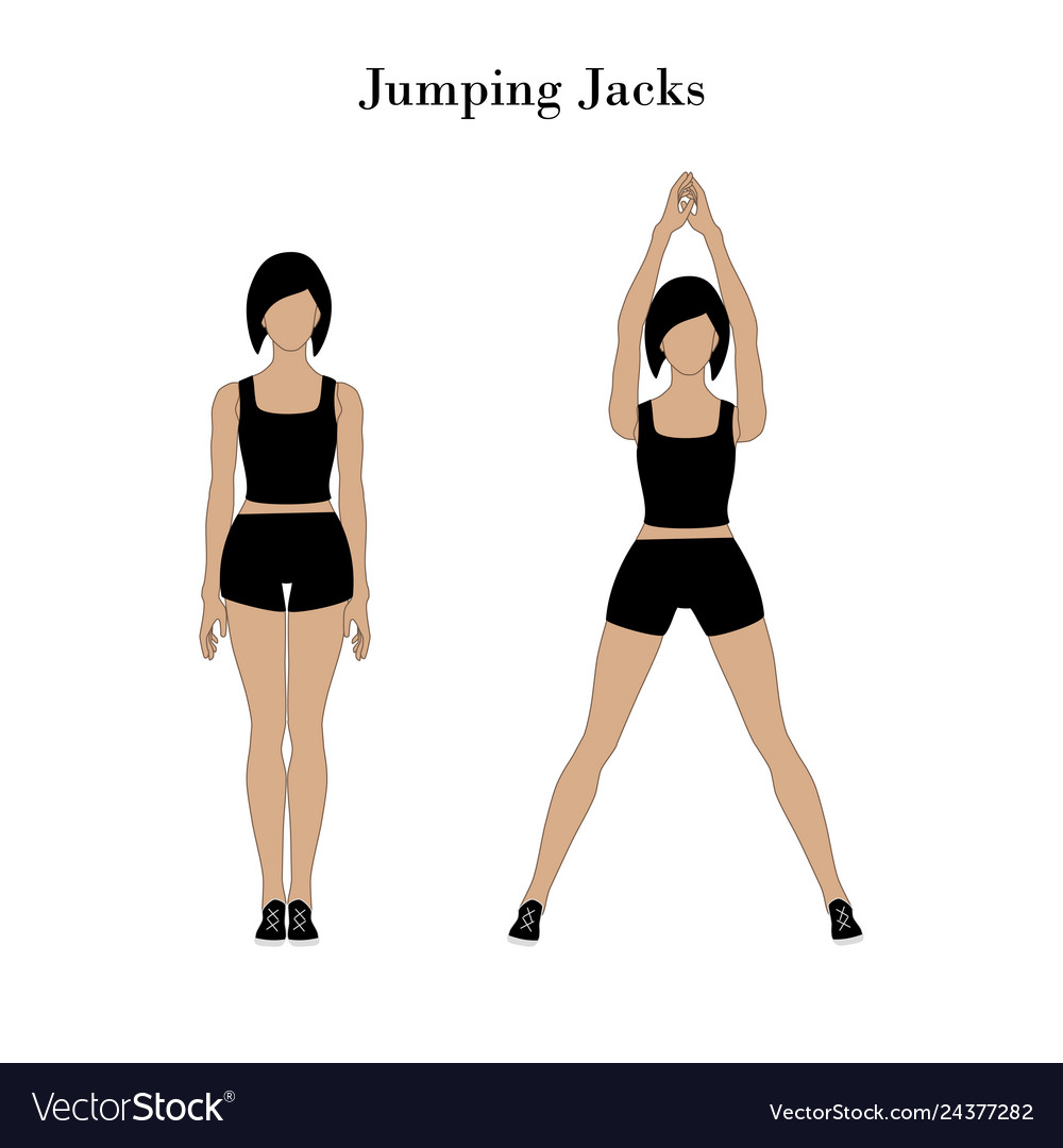 Man doing jumping jacks star jumps exercise Vector Image