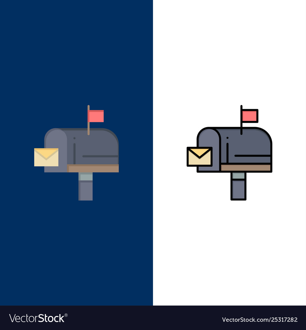 Mail box message email icons flat and line filled vector image Mail box message email icons flat and line filled