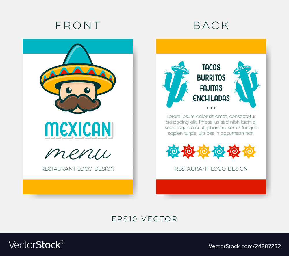 Mexican Restaurant Menu Template On White Vector Image