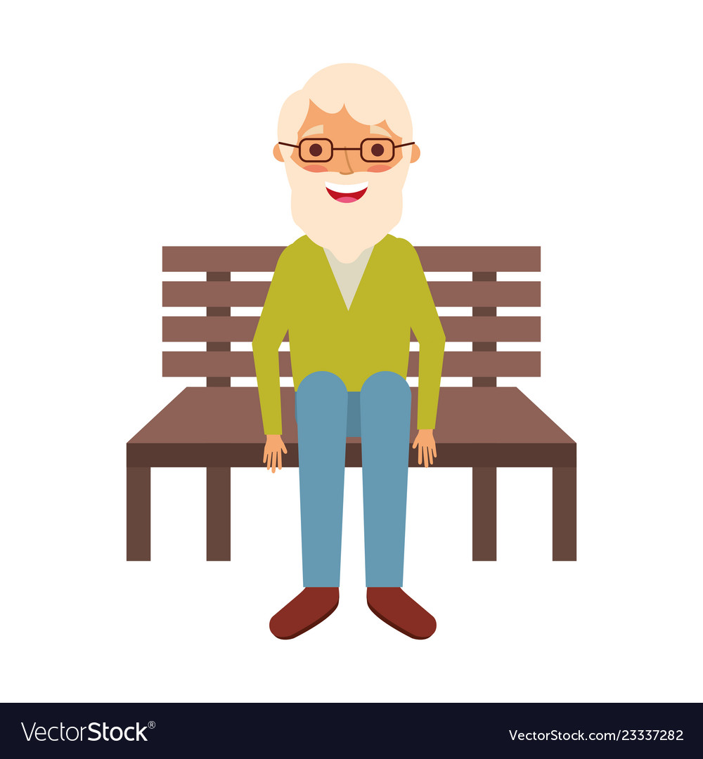 Old man sitting on bench Royalty Free Vector Image