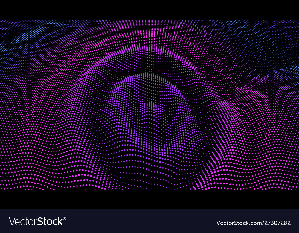 Particle 3d wavy ripple effect color grid surface