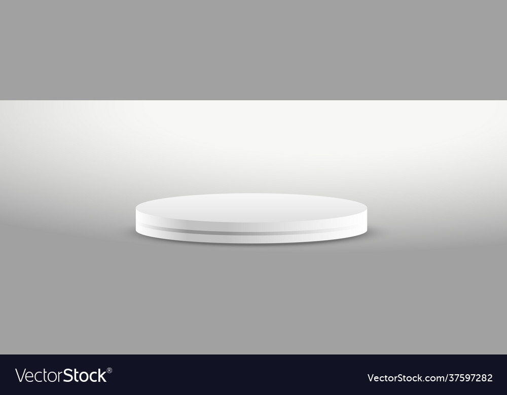 Realistic gray - white studio white round podium Vector Image