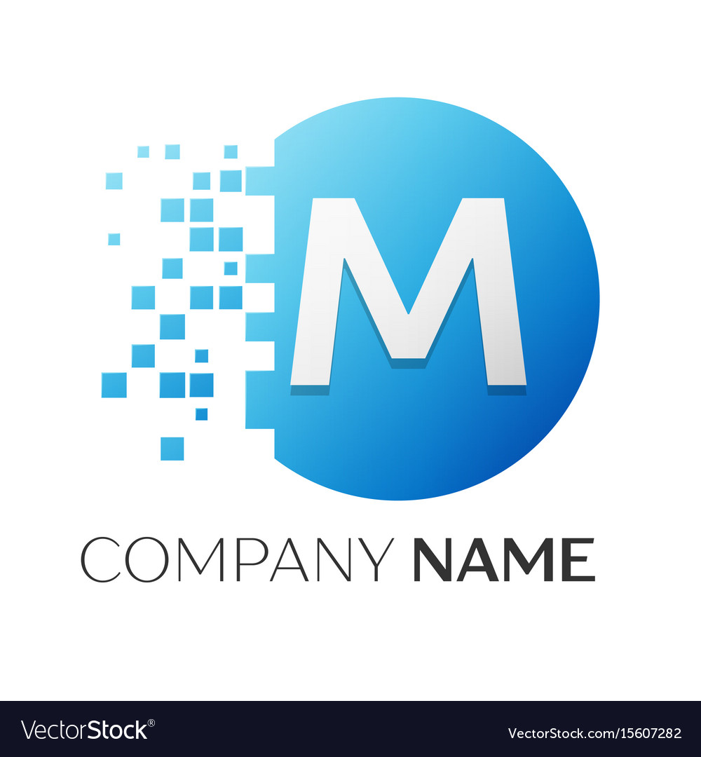 Realistic letter m logo in colorful circle