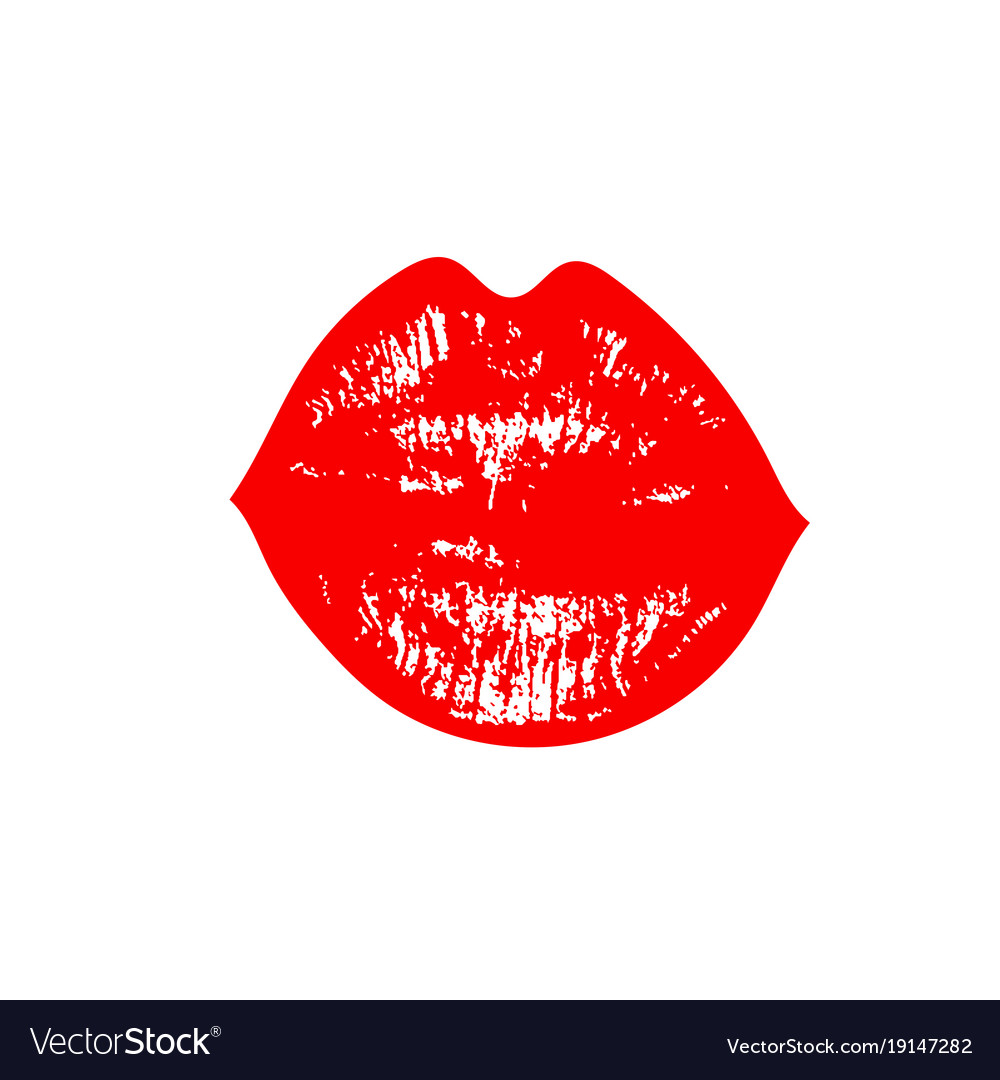 Red lips track print stamp of mouth Royalty Free Vector