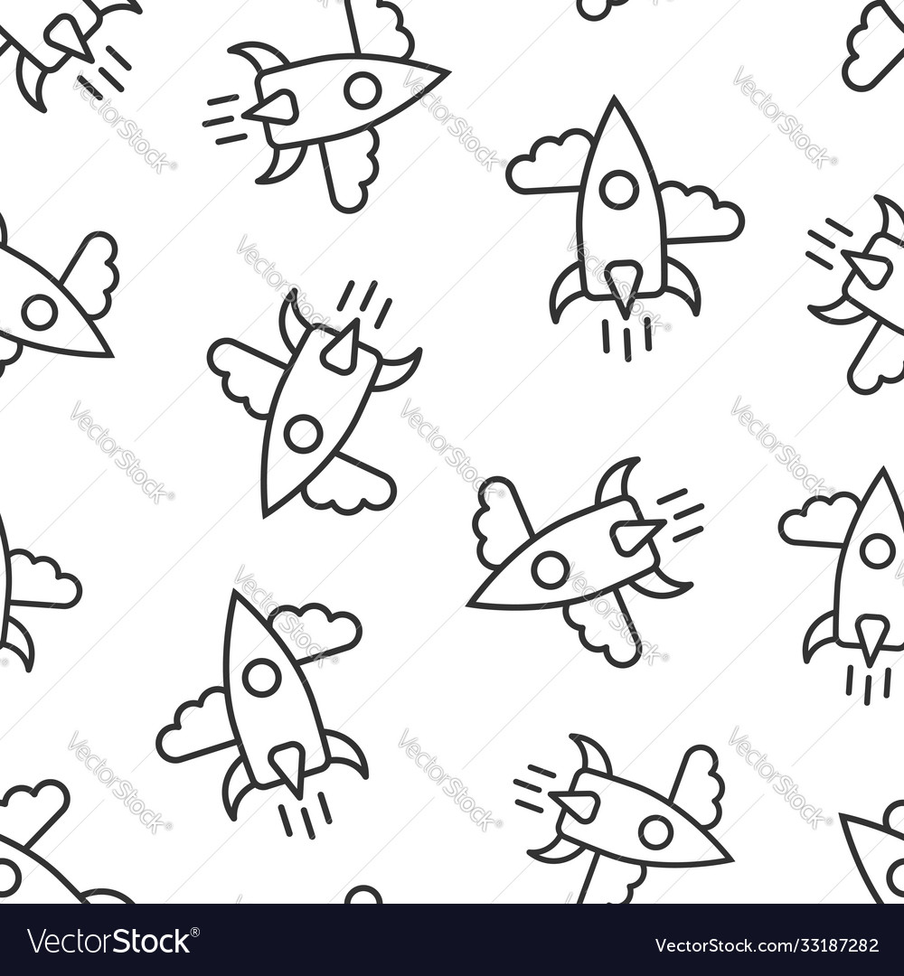 Rocket icon in flat style spaceship launch vector image Rocket icon in flat style spaceship launch