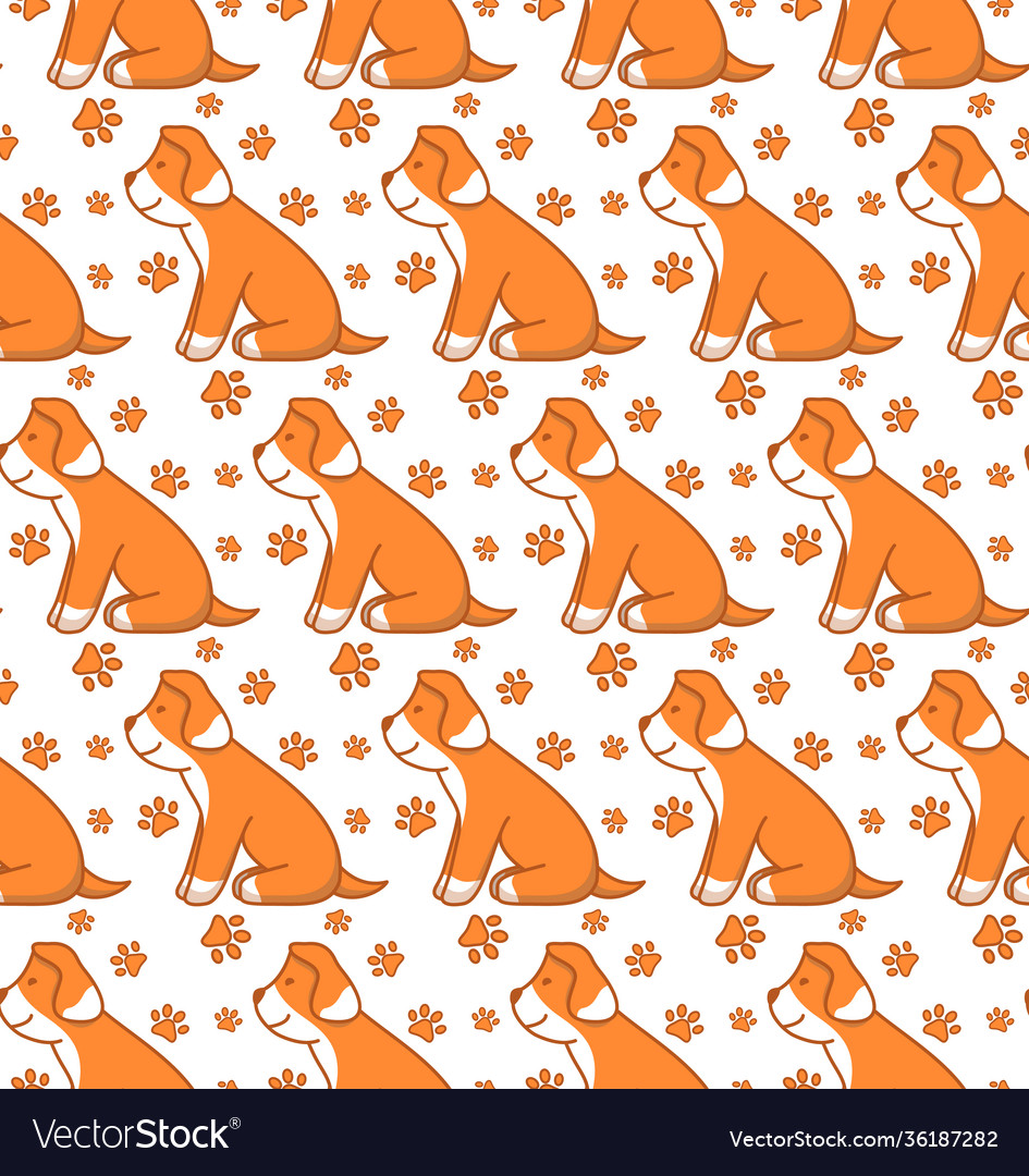 Seamless pattern with little dog home pet cute