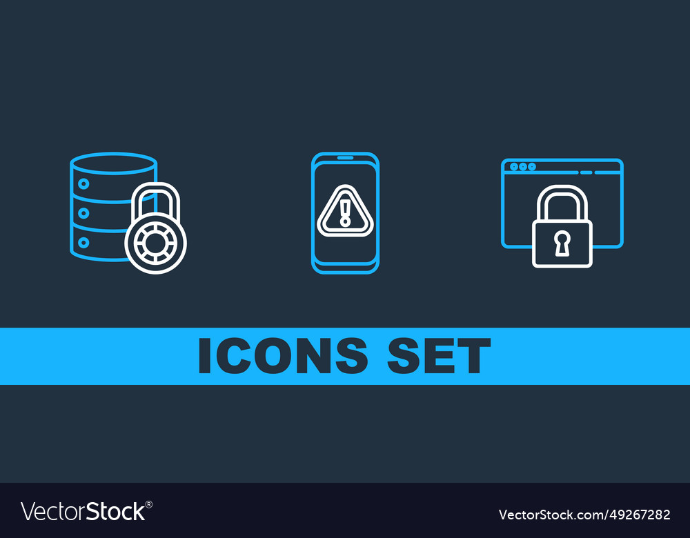 Set line secure your site with https ssl server vector image Set line secure your site with https ssl server