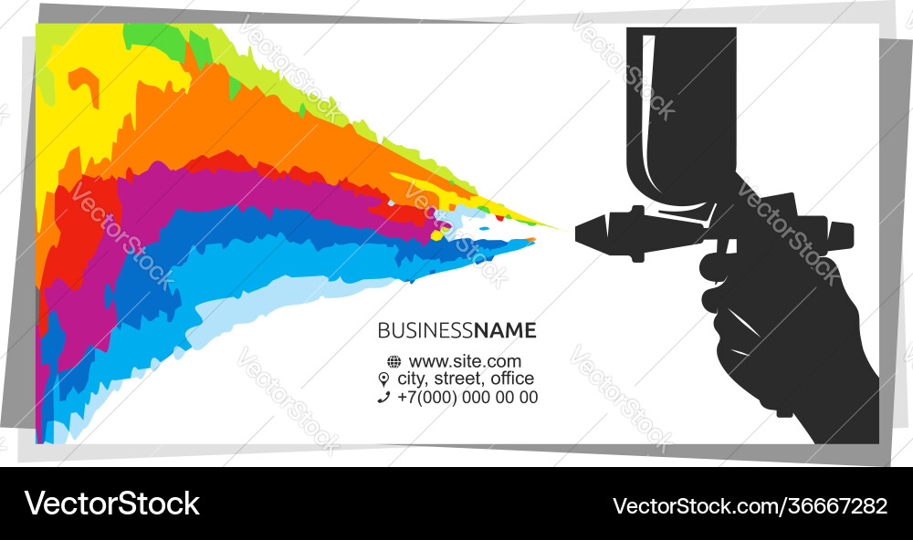 Spray gun in hand multicolored paint splatter Vector Image