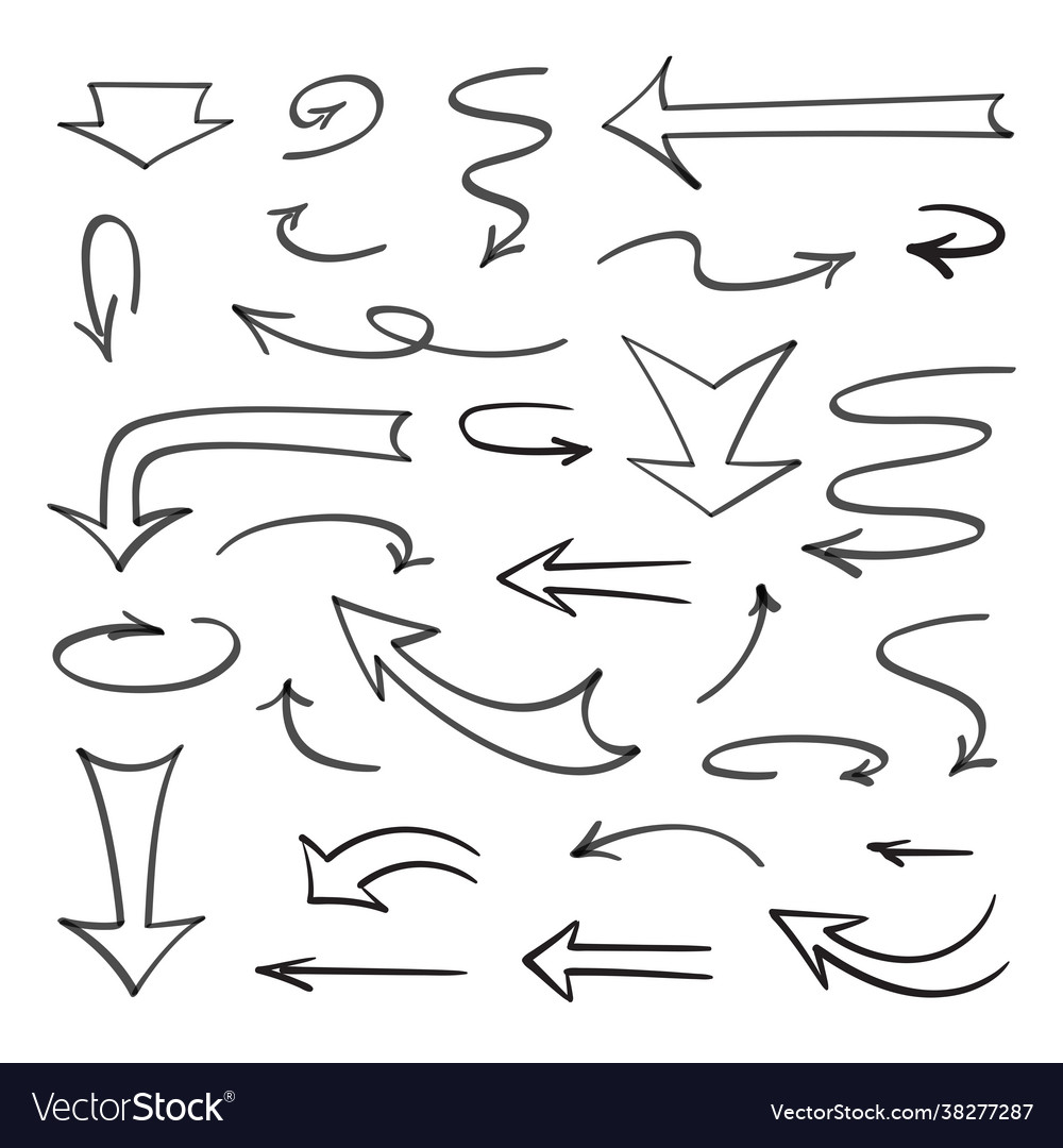 A set arrows and pointers drawn on white