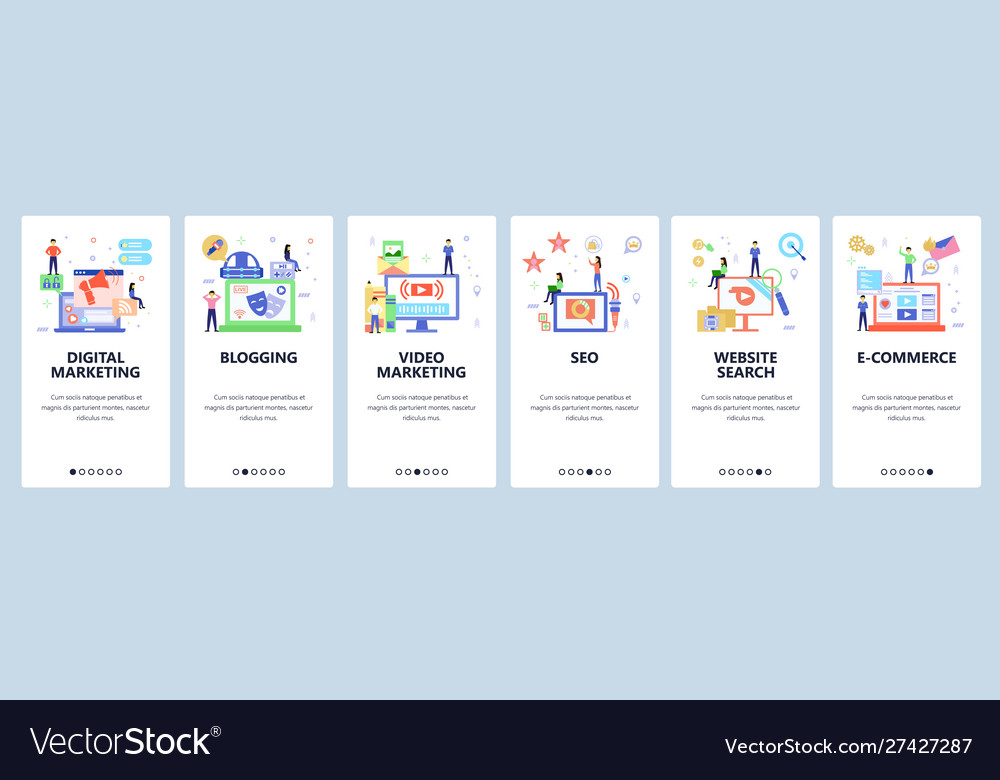 Blogger website and mobile app onboarding screens