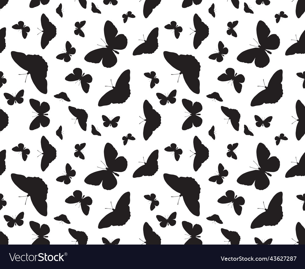 Butterflies Silhouettes Seamless Pattern Vector Image 9459