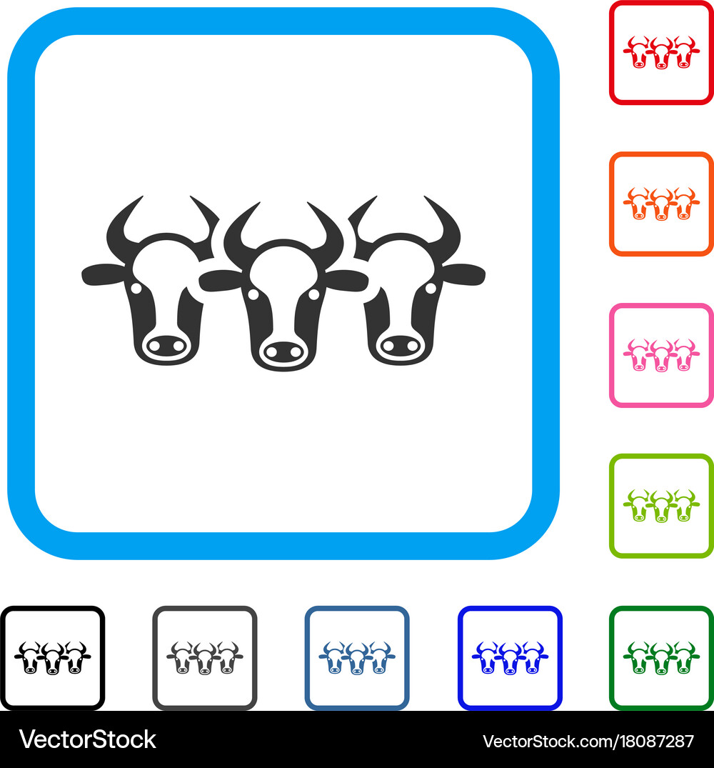 Cattle framed icon Royalty Free Vector Image - VectorStock