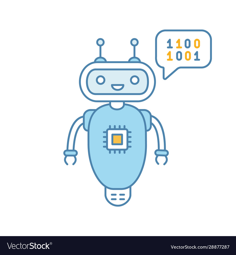 Chatbot coding color icon vector image Chatbot coding color icon