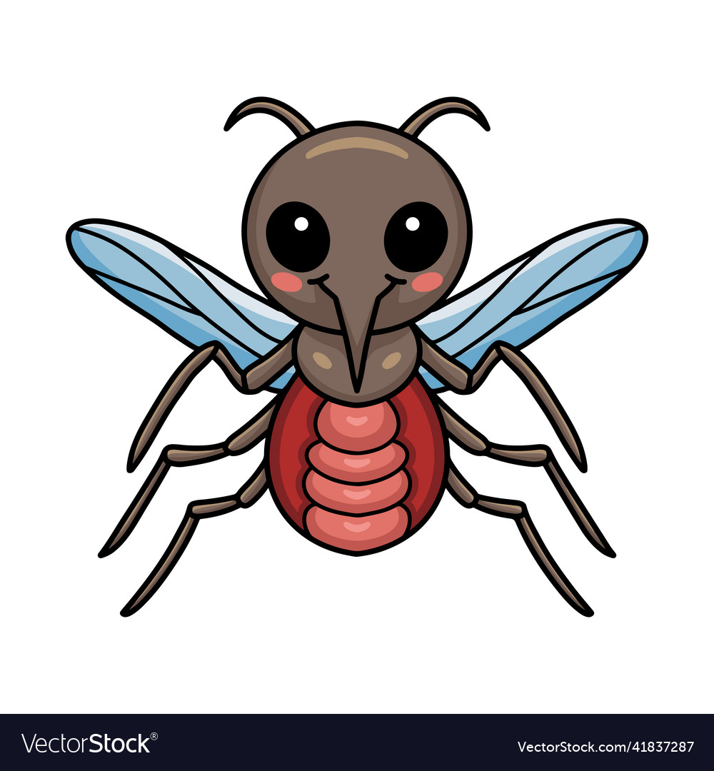 Cute little mosquito cartoon design Royalty Free Vector