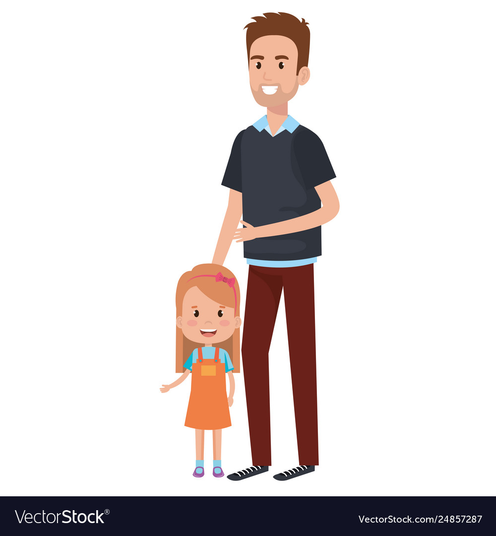 Father with daughter characters Royalty Free Vector Image