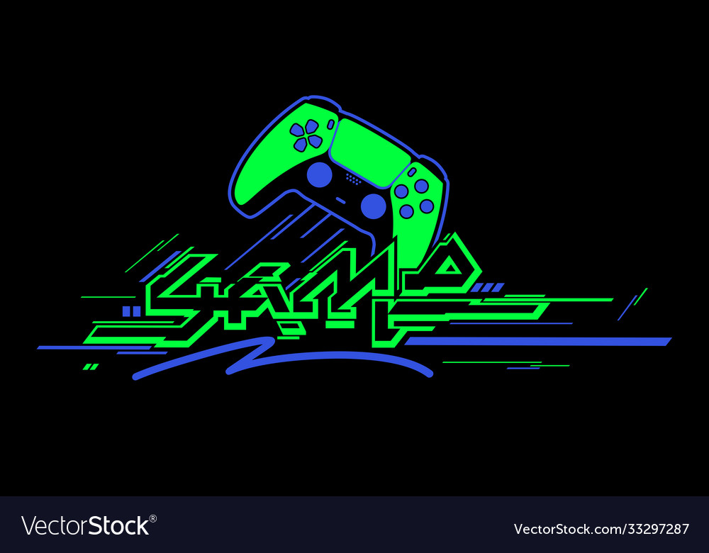 Flat design controller and word game abstract vector image Flat design controller and word game abstract