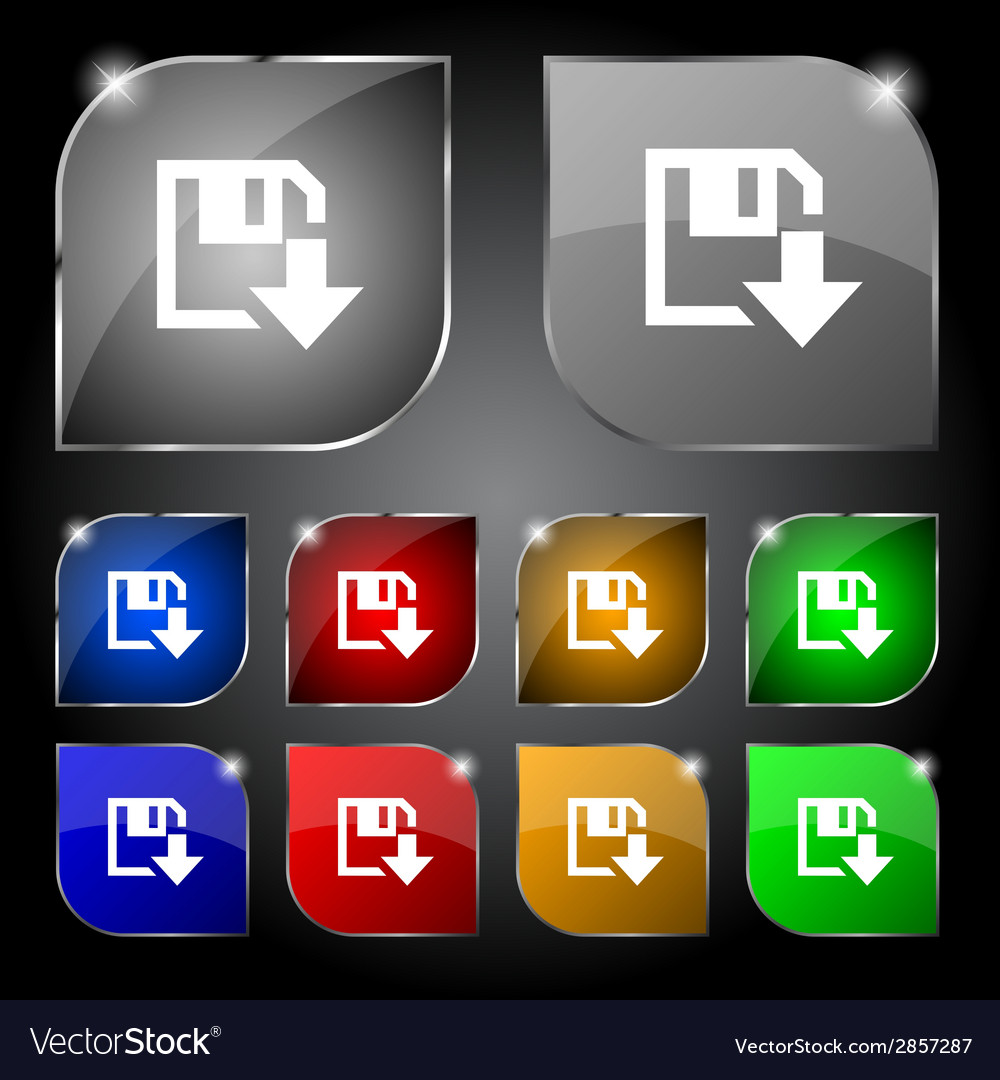 Floppy icon flat modern design set colour buttons